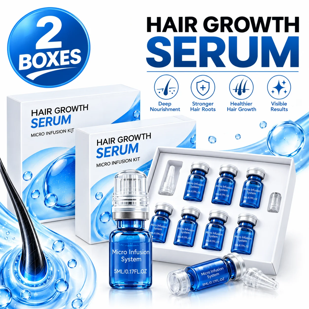 Hair Regrowth Kit Solution Scalp Nourishing Serum For Hair Health Maintenance Needle Head Use Scalp Care Kit