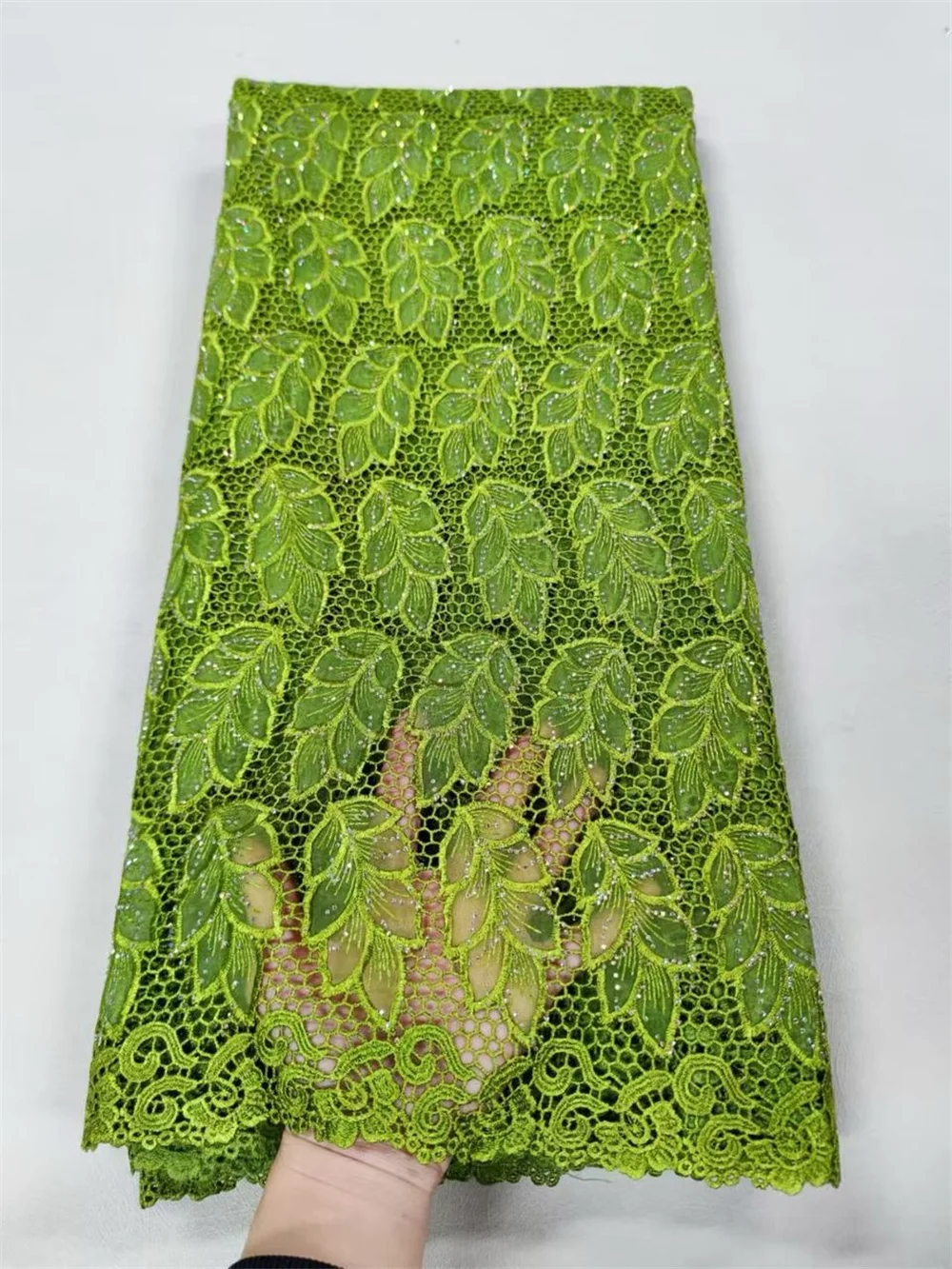 African Lace Fabric 2025 High Quality Nigerian White Stons Fabric 5 Yards French Mesh Lace Fabric For Woman Evening Dress A917-1