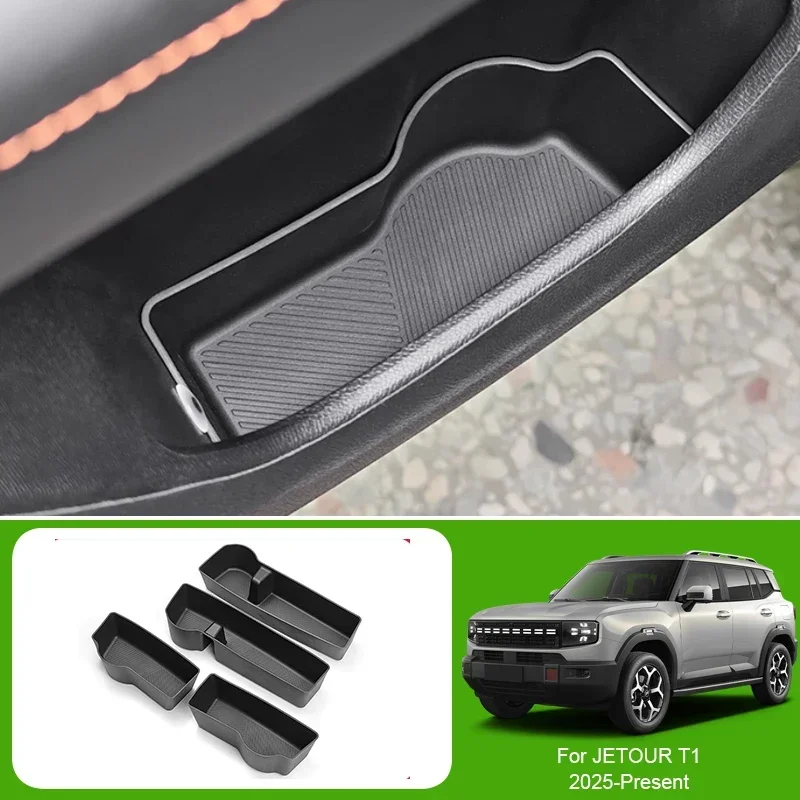 

Car Armrest Box Storage Silicone Wireless Charging Mat For JETOUR T1 2025-Present Door Organizer Barrel Tray Water Cup Holder