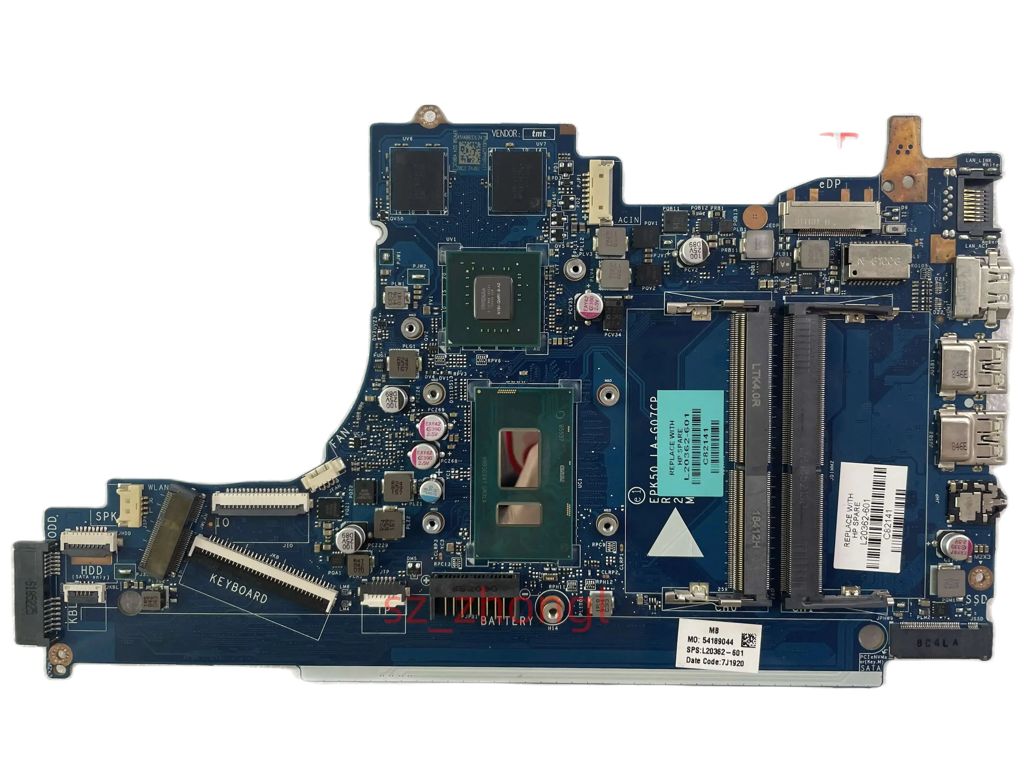 MLLSE ORIGINAL STOCK EPK50 LA-G07CP FOR HP 15-DA LAPTOP MOTHERBOARD I5 CPU +GPU FAST SHIPPING