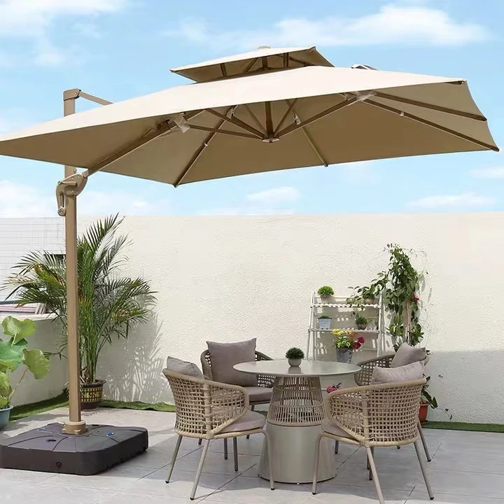 

Foldable Garden Cantilever Hanging Patio Umbrella & Bases for Outdoor Garden Patio Courtyard Hotel & Park Use