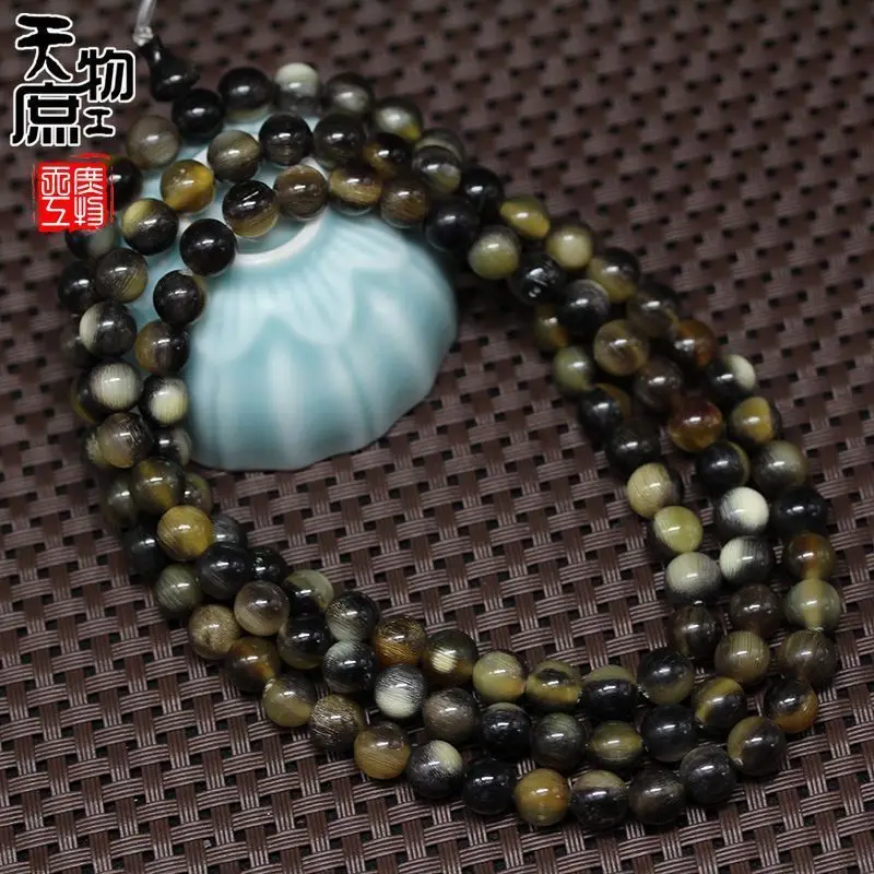 Floral Donkey Hoof Round Buddha Color High-Density Fish Seed Pattern 108 Beads Long String