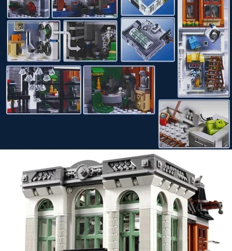 Kit de banque de briques, bloc de construction Expert, briques d'assemblage compatibles, modèle Street View, jouets, briques pour adultes, cadeaux pour enfants, 2380 pièces