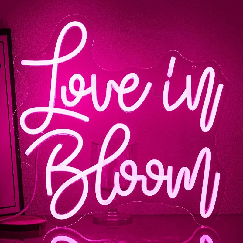 

Love in Bloom Neon Bedroom Pink Lettering Neon Dimmable USB Proposal LED Sign Wedding Walls Decorated with Gifts for Newlyweds