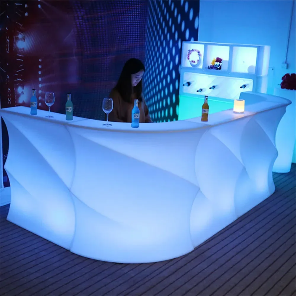 

Cash Desk Wine Bar Cabinet LED Luminous Table Store Desk Liquor Cabinet Creative Lighting Round High Club KTV Salon Furniture