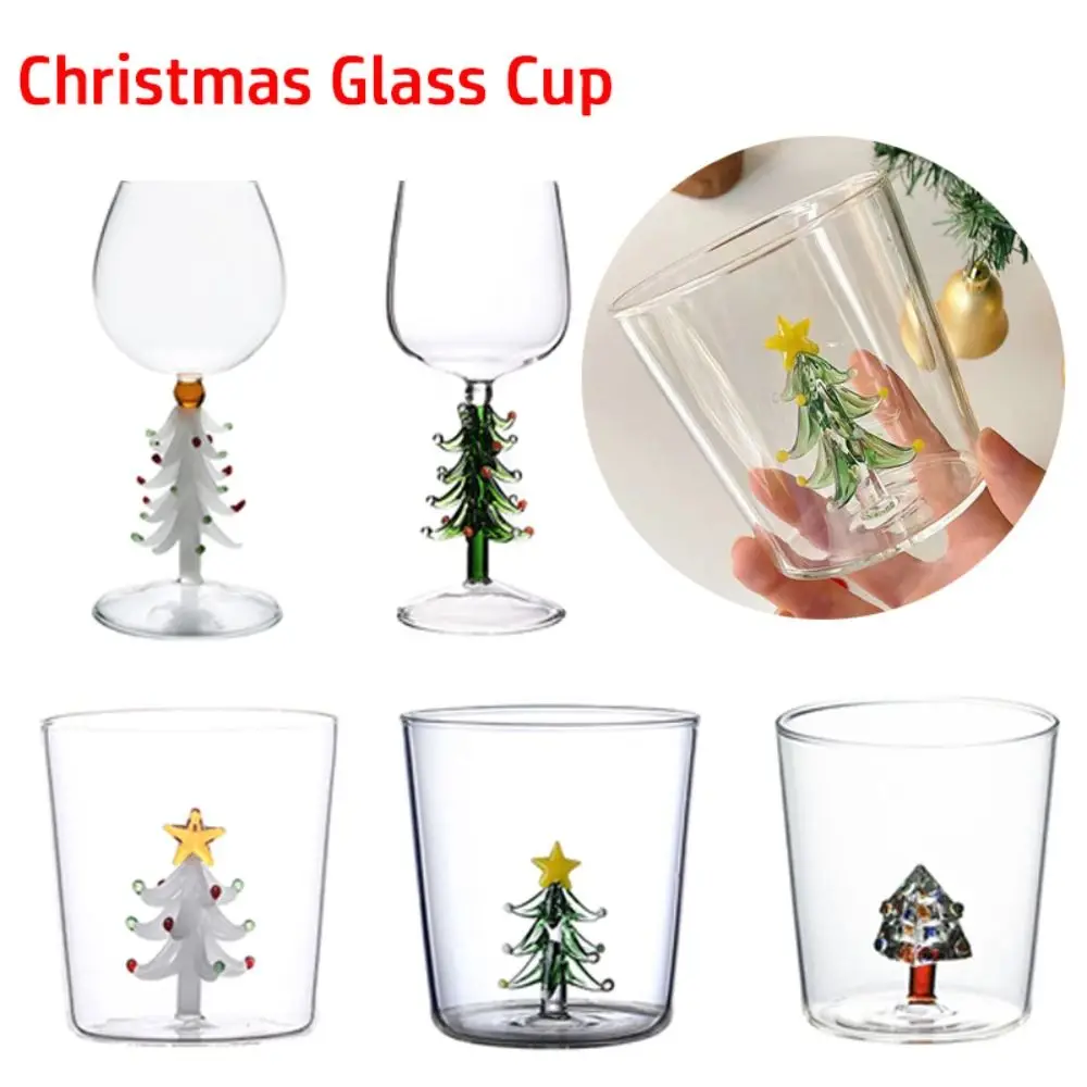 Creative 3D Christmas Tree Glass Cup Transparent Glass Goblet Drink Bottle Home Office