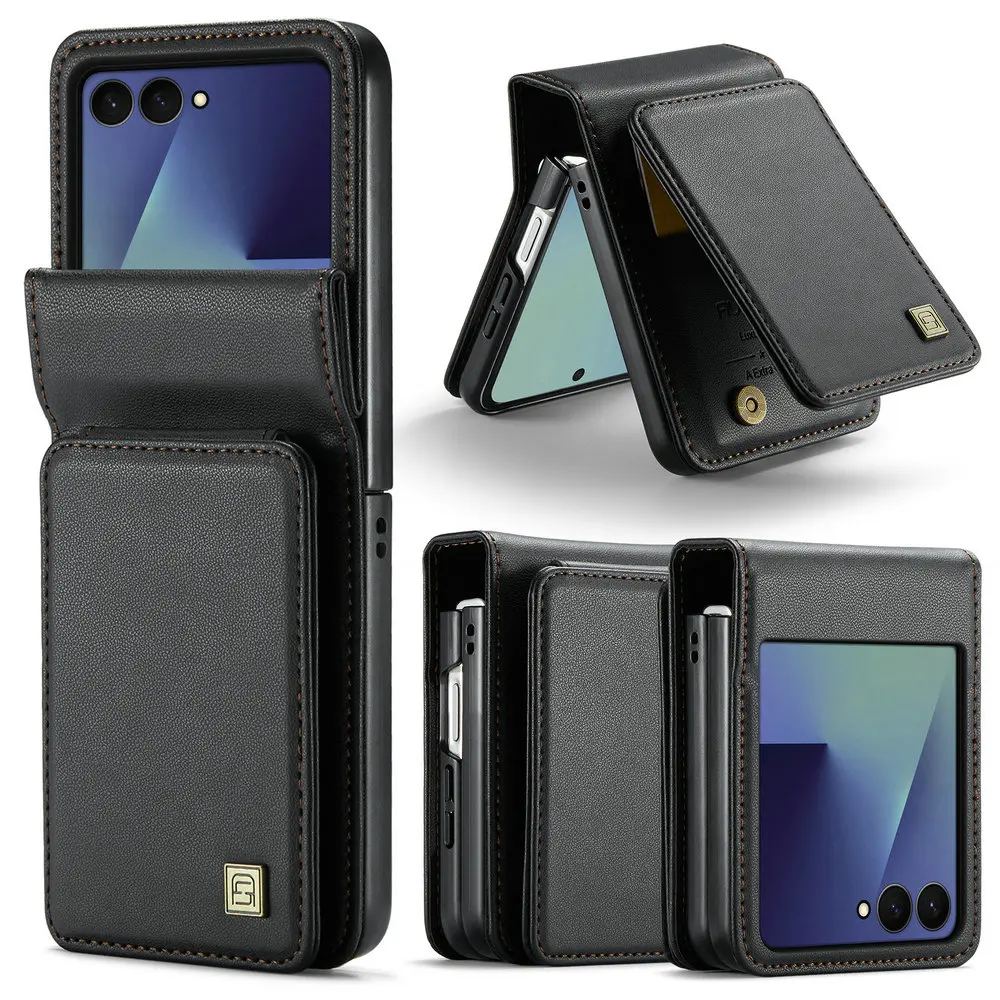 Z Flip7 5G Luxury Case For Samsung Galaxy Z Flip 7 FE RFID Leather Card Back Cover for Galaxy Z Flip 6 5 Funda