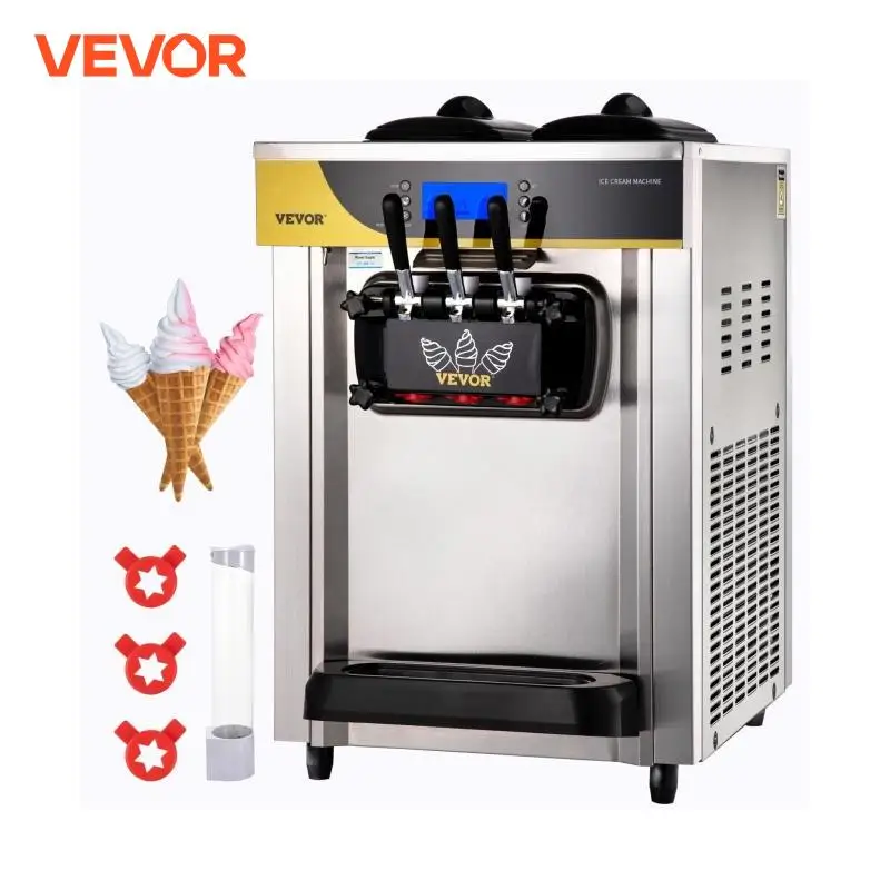 VEVOR-máquina expendedora de helados suaves, equipo de congelación de cono dulce de escritorio, Tricolor comercial, 22-30 L/H