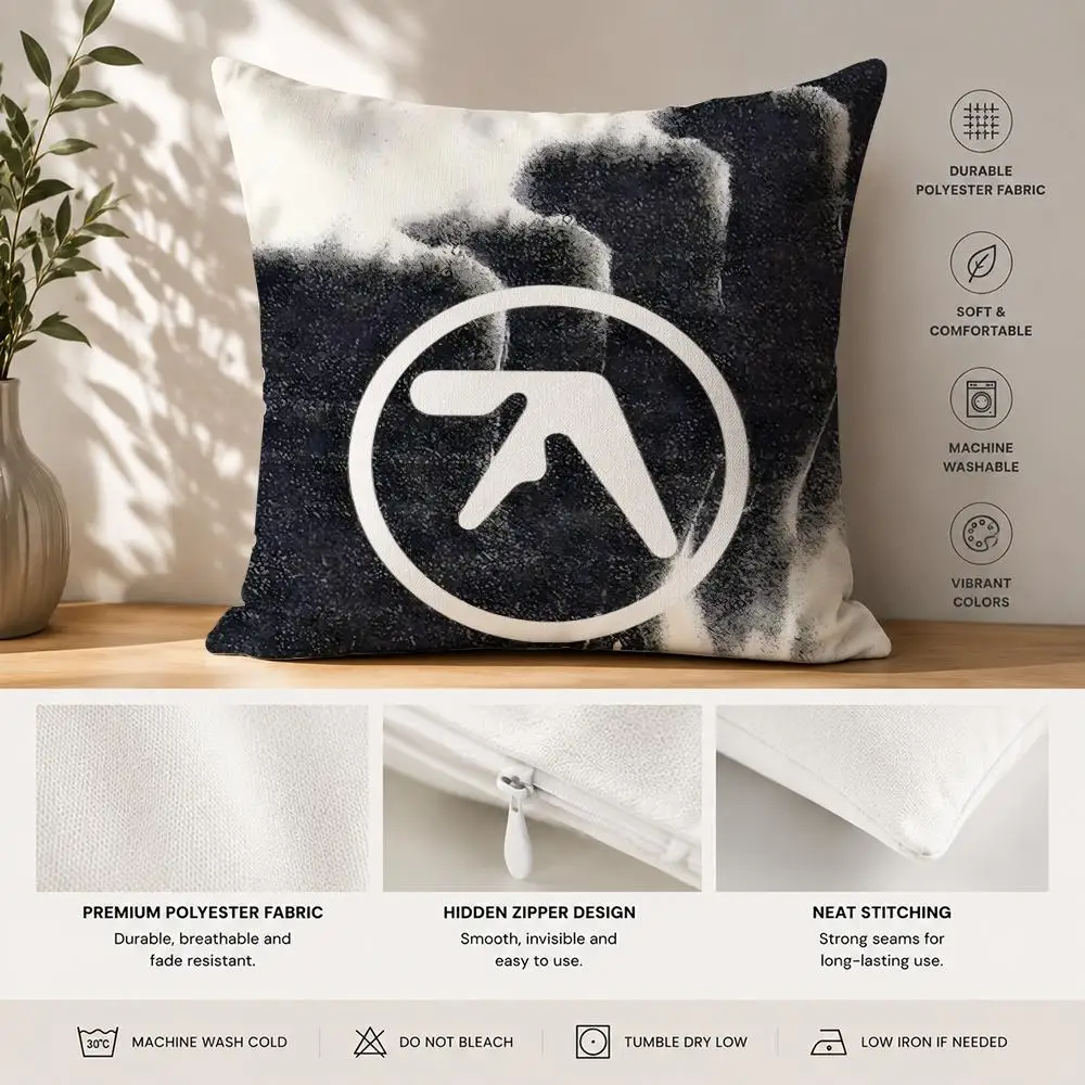 Aphex Twin Richard D James Music Cushion Cover 40x40cm Square Decorative Sofa Cushion Cover Bedroom Living Room Home Decor Gift