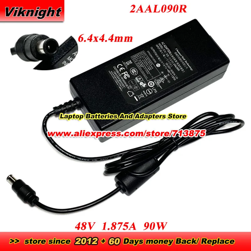 2AAL090R For CWT 48V 1.875A 90W 6.4x4.4mm AC Adapter for REOLINK RLN8-410 RLC-410-5MP NVR monitor for HIKVISION ERI-Q108-P8