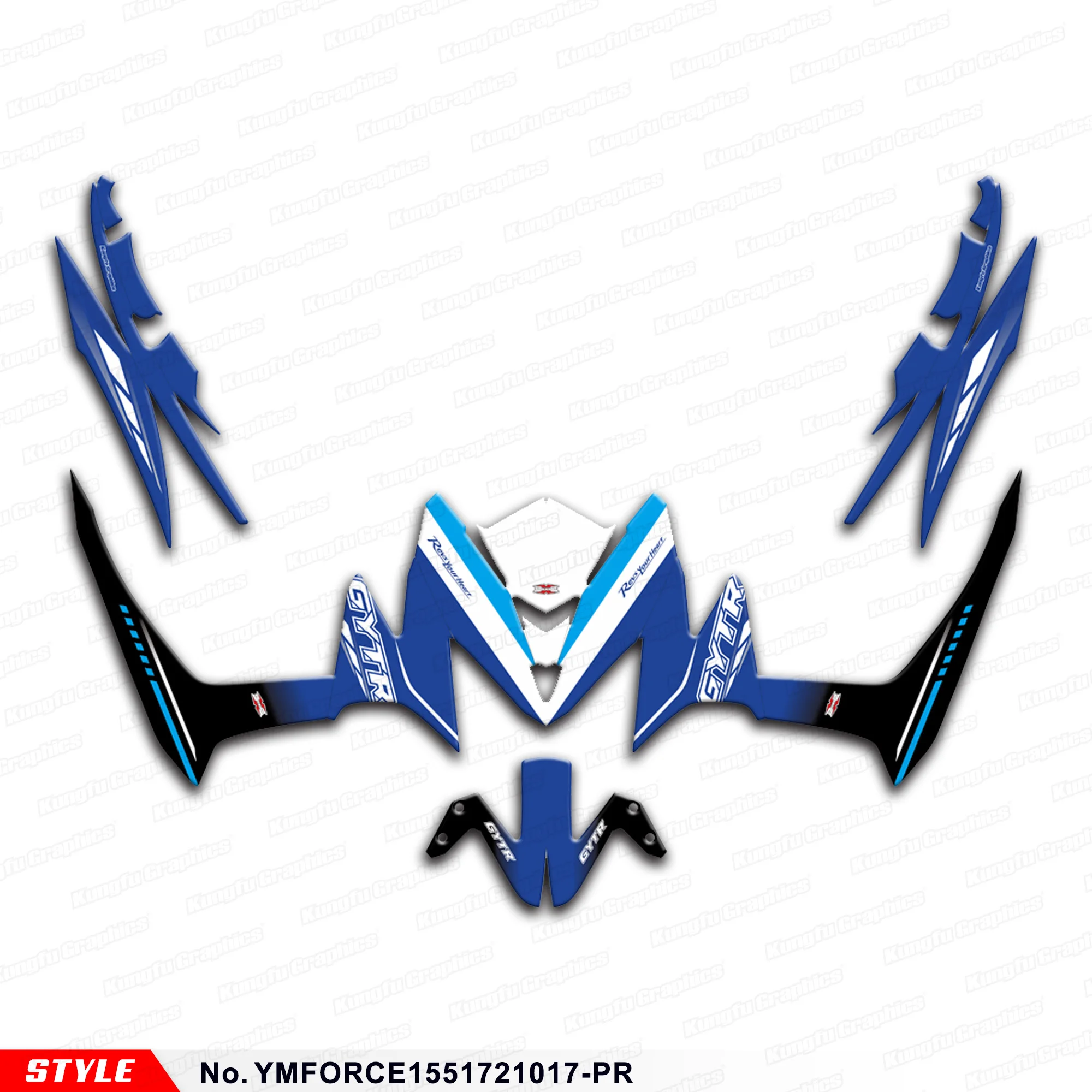 JY Racing Adhesive Sticker Set Graphics Durable Vinyl for Yamaha Force 155 2017 2018 19 20 21, YMFORCE1551721017-PR