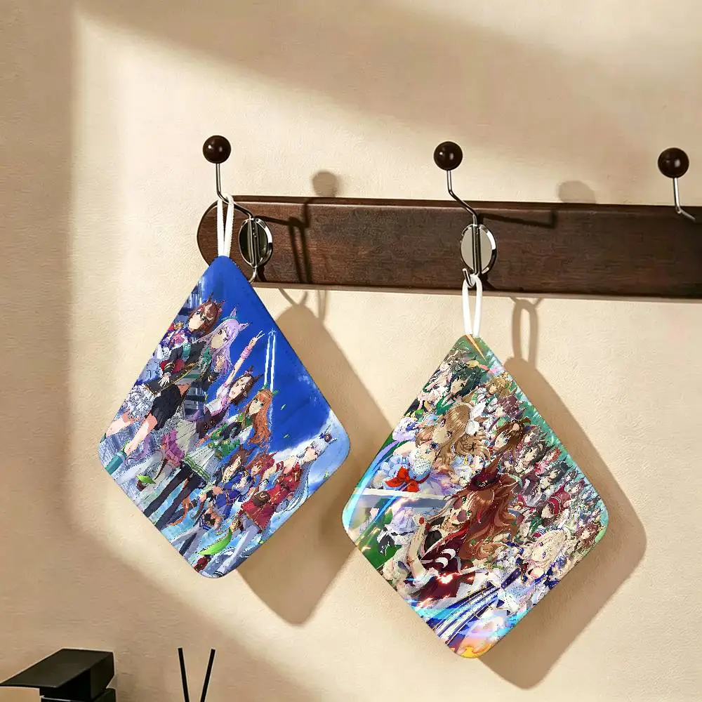 Game Uma Musume Pretty Derby Polyester Cotton Hanging Kitchen Towel, Absorbent Hand Wiping Cloth for Daily Cleaning Drying