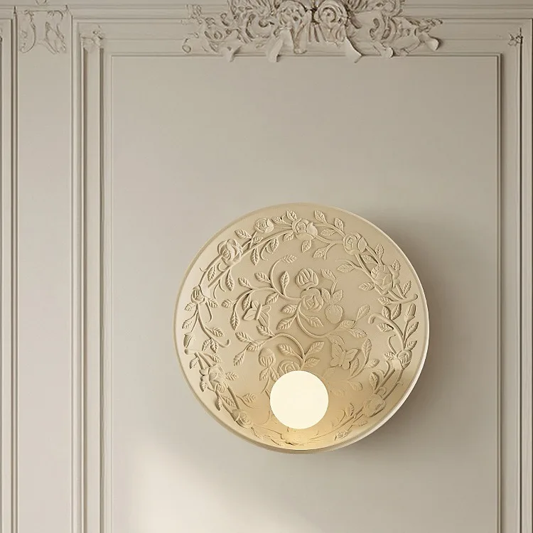 French bedside wall lamp creative art bedroom study leaf decorative lamp designer living room background wall lamp