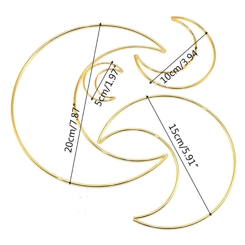 Cadre attrape-rêves en forme lune, anneau circulaire pour attrape-rêves fait à main, décoration murale en métal macramé,