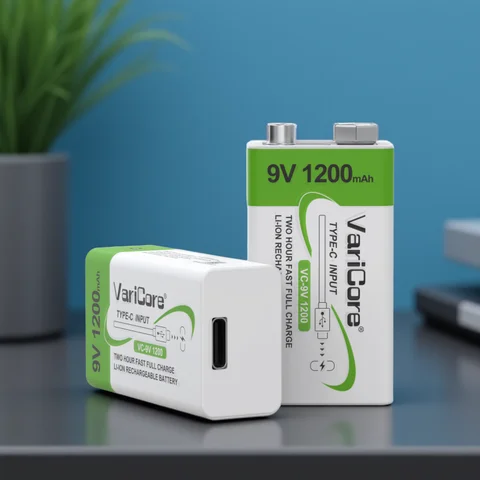 VariCore 6F22- PP3-6LR61 -9V lithium-ion rechargeable battery/USB Type-C interface/1200mAh/multimeter/wireless microphone