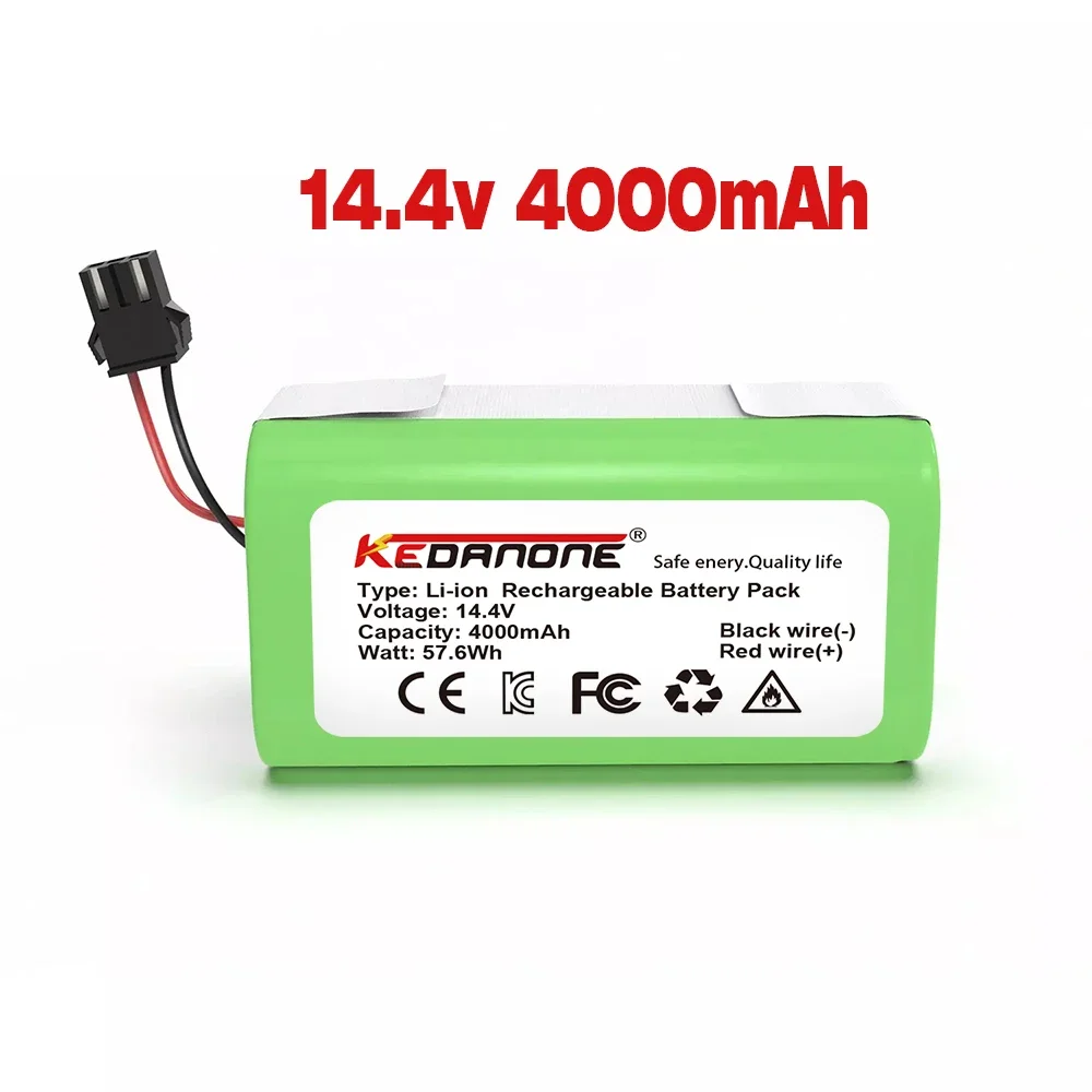 14.4V 4000mAh Li-ion Battery for for Conga 990 1090 Tesvor X500 Ecovacs Deebot N79 N79S DN622 Eufy RoboVac 11 11S RoboVac 30