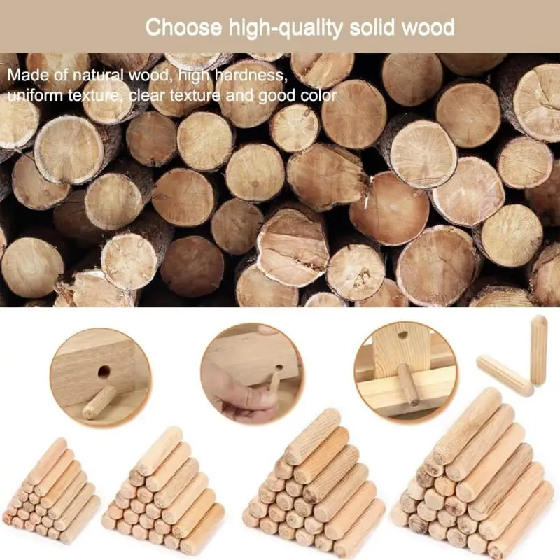 Diameter 4-12mm 50Pc Wood Dowel Pins Fluted Pins with Beveled Ends Made Tapered Pins Easy to Insert for Woodworking DIY Projects