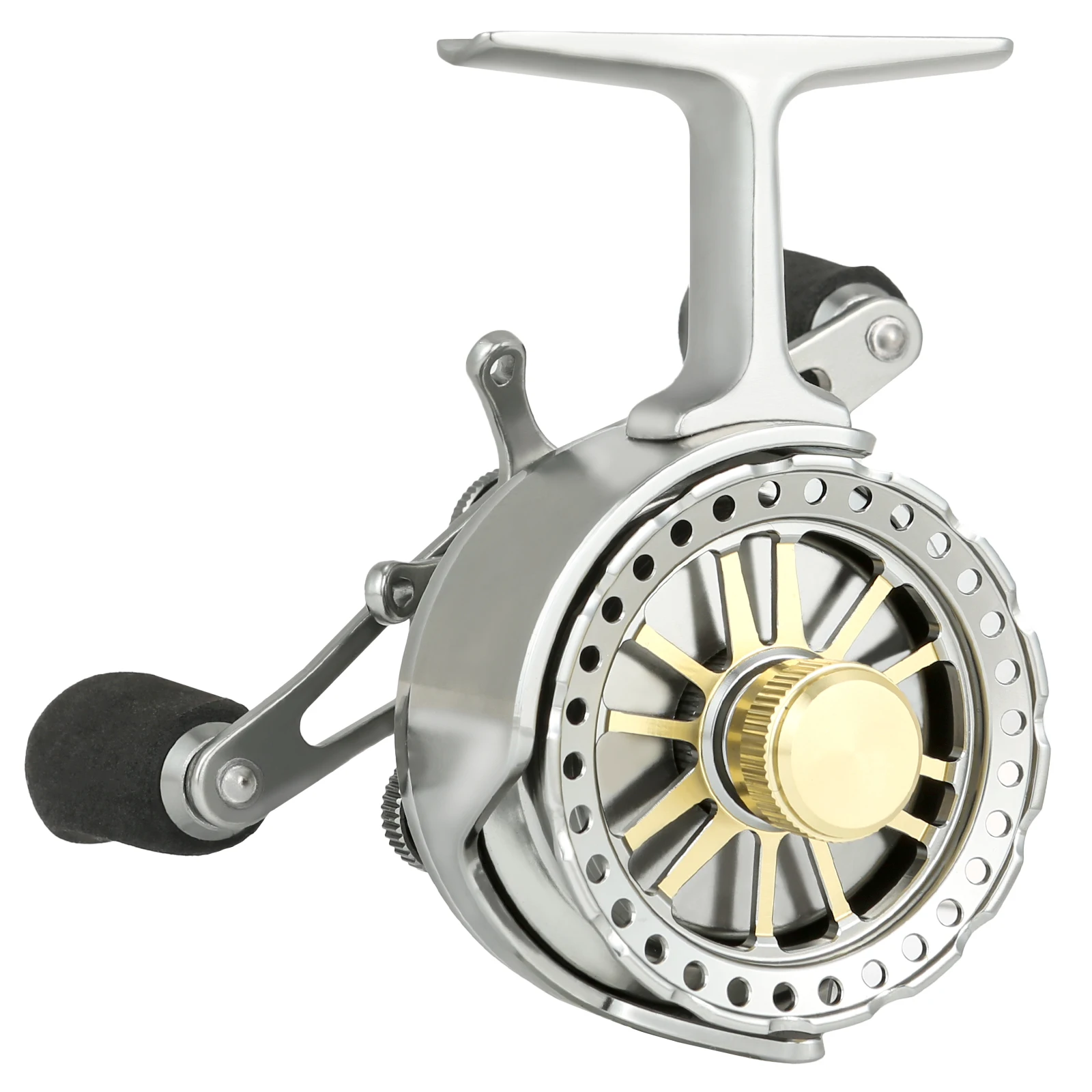 Inline Ice Fishing Reel Magnetic Drop Speed Control Adjustable Star Drag CNC Machined Aluminum 2.7:1 Gear Ratio