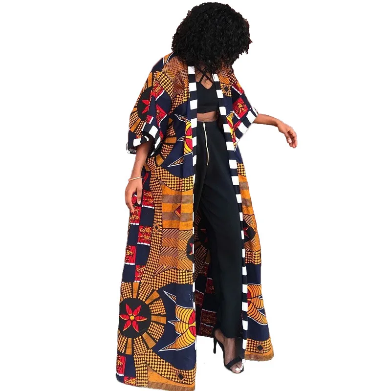 Dashidashiki للنساء ، سترة طباعة الأزهار ، الدانتيل متابعة ، بوهو نمط ، خندق سترة واقية ، فستان أفريقي ، الملابس العرقية