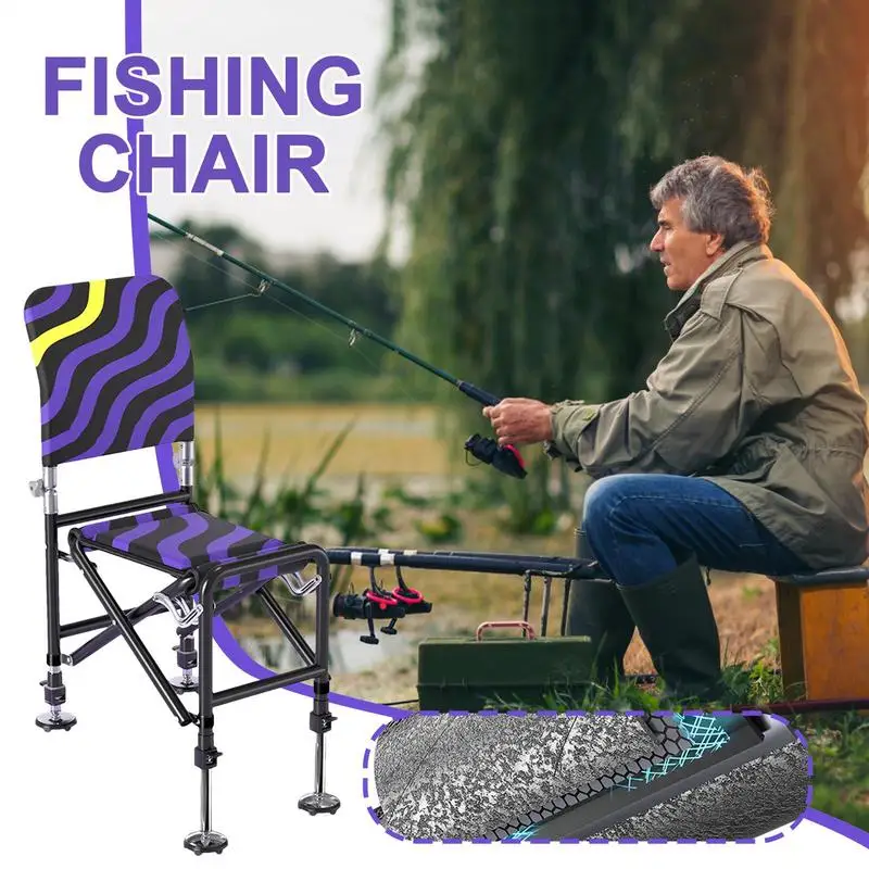 

Fishing Chair Camping Chair With Adjustable Height Stable Ground Stool Travel Seating For Backpacking Picnic Climbing
