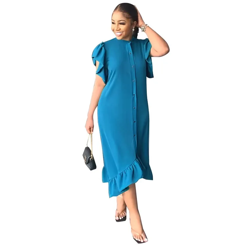 Faionable gegolfde Soliolor casual dames Dr Japanse Sle polyester stof bloemenprint ort Sve rond Ne Ciwa...