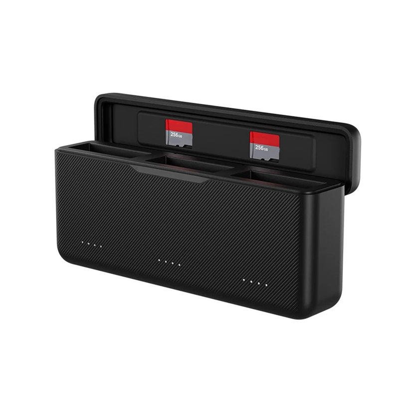 Cargador de batería de cámara de carga rápida tipo C con almacenamiento de tarjeta 2XTF para cargador de cámara de acción DJI OSMO Action 4/3