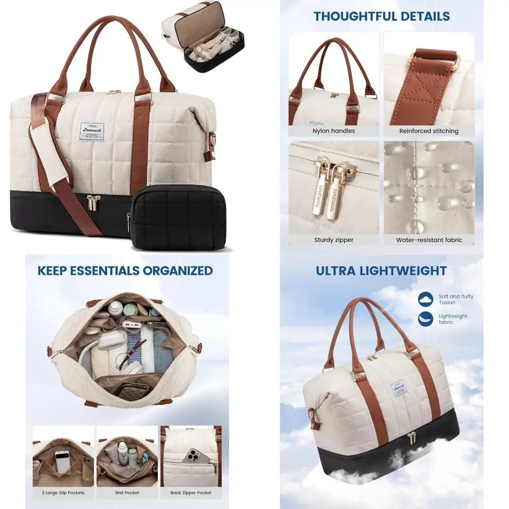 

Женская ночная сумка для выходных с отделением для обуви и мокрым карманом для занятий йогой и путешествиями в тренажерном зале