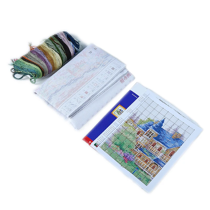 European Town Embroidery Cross Stitch Kit Printed Patterns 11CT 14CT Needlework DIY DMC Counted Cross Stitch Kits for Home Decor