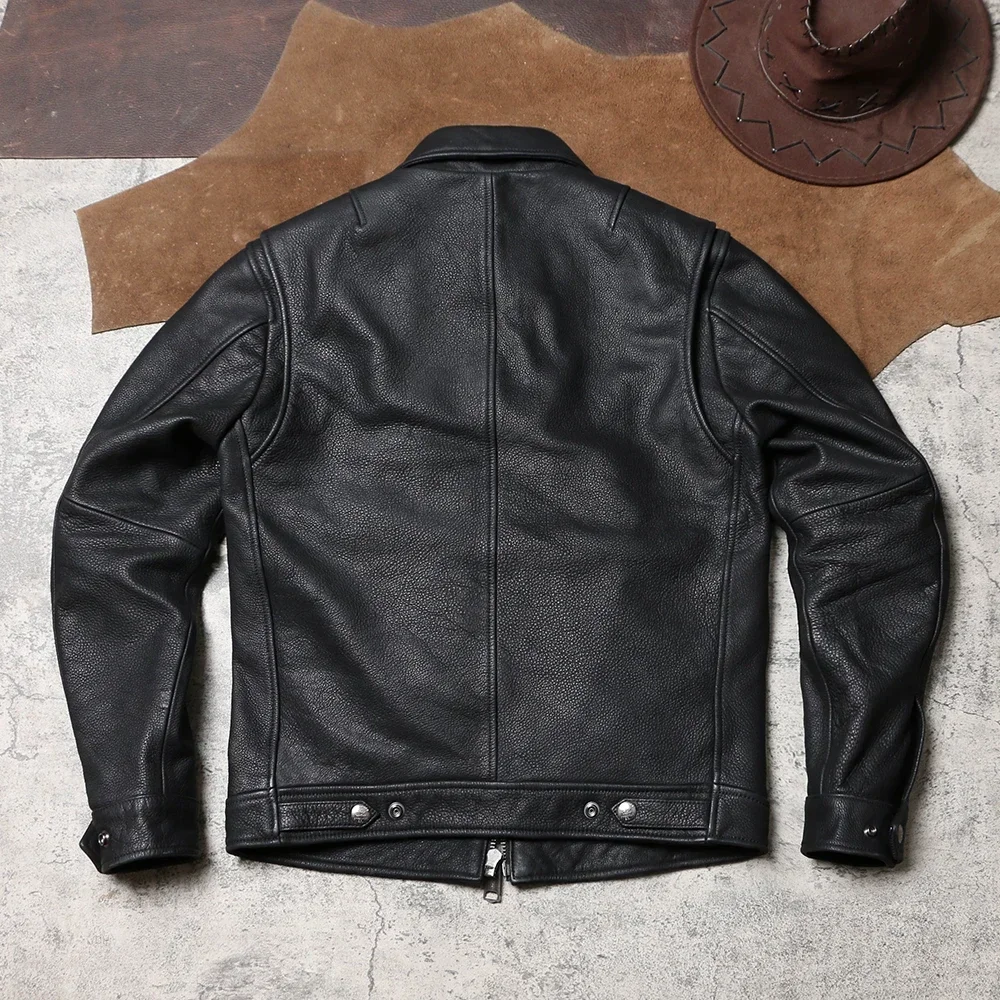 Tailor Brando 1930S Heavyweight Brushed Cowhide Vintage Classic Men's Genuine Leather Biker Jacket