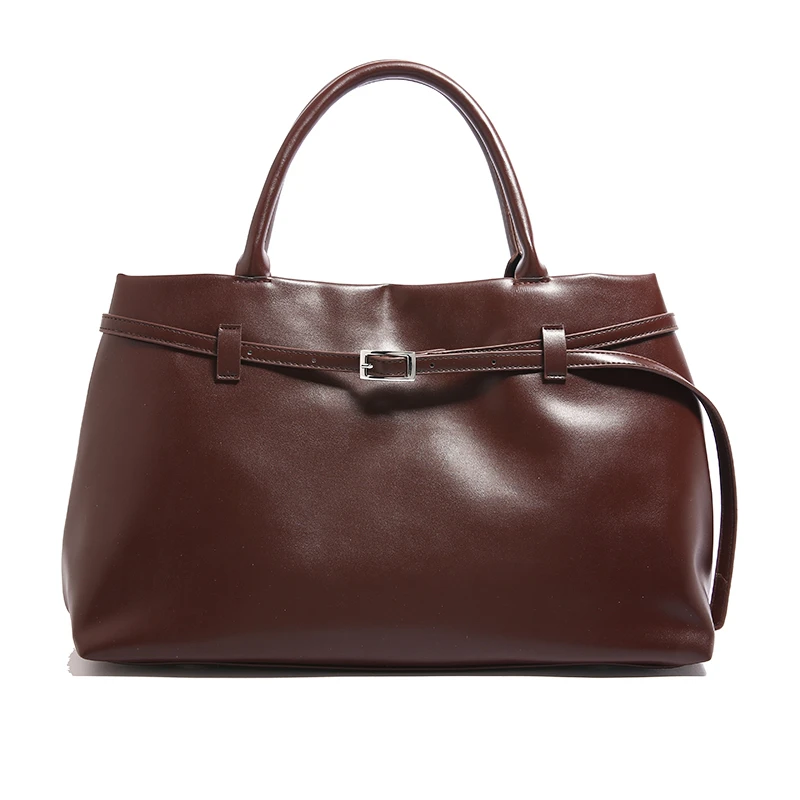 

Solid PU Leather Handbags Women England Style Elegant Vintage Bags Large Capacity Classic Casual Totes Female Commuting Bag