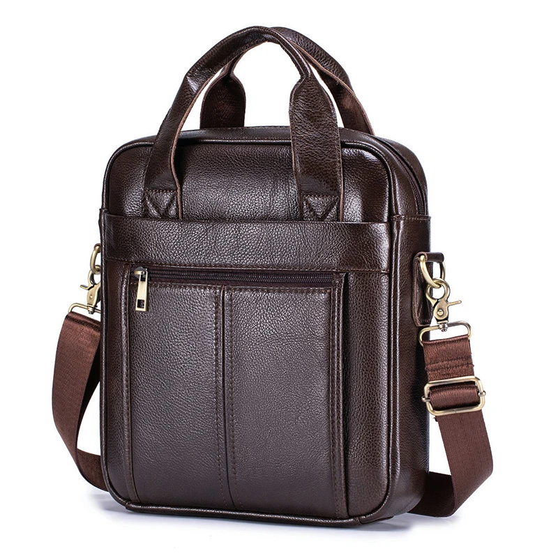 Men'S Genuine Leather Shoulder Bag Top Layer Cowhide Handbags Business Briefcase Vintage Messenger Side Crossbody Portable Bag