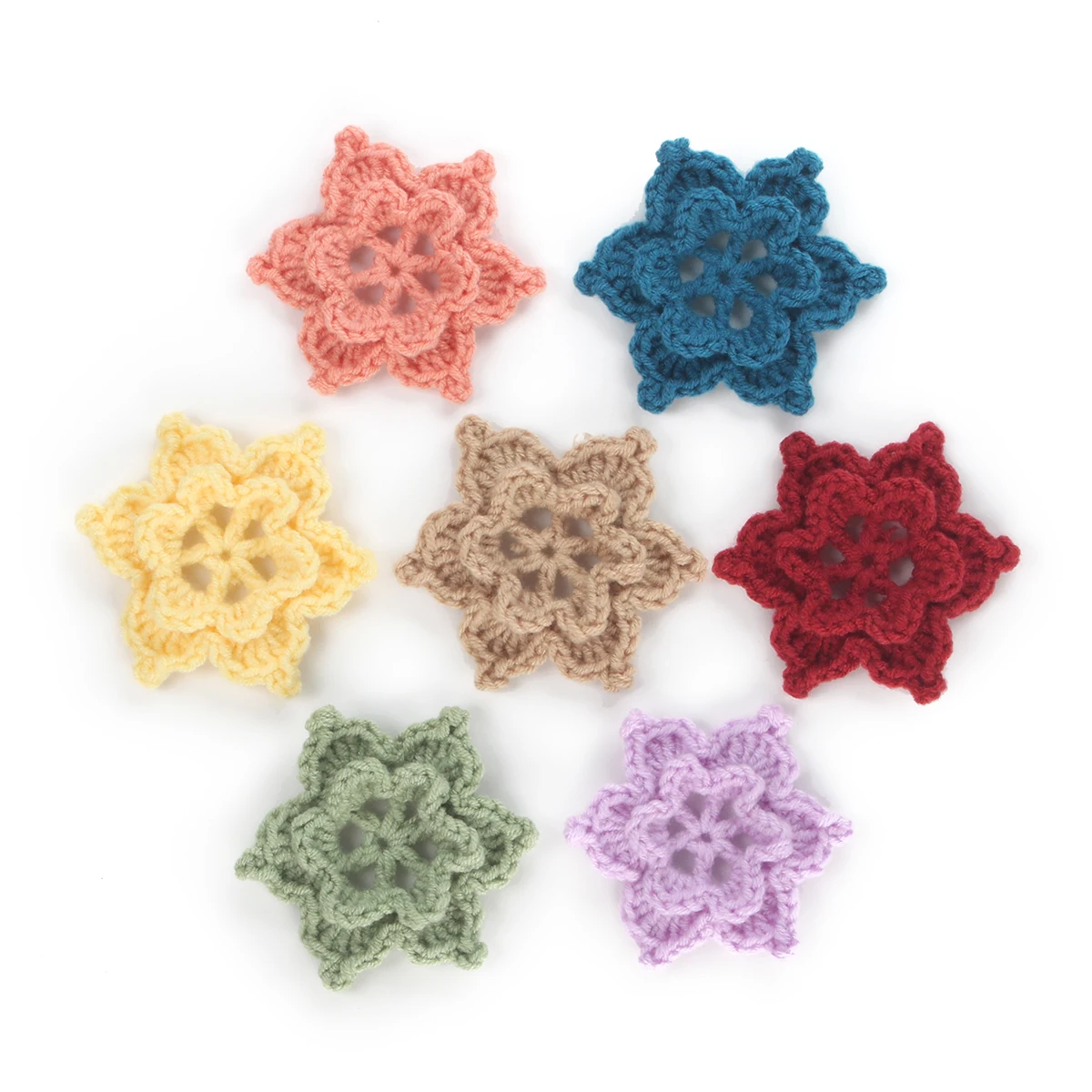 10pcs 3D Handmade Cotton Crochet DIY Flowers 75MM Diy For Sewing Applique Dress Collar Supplies Snowflake Baby Clothing Accessor