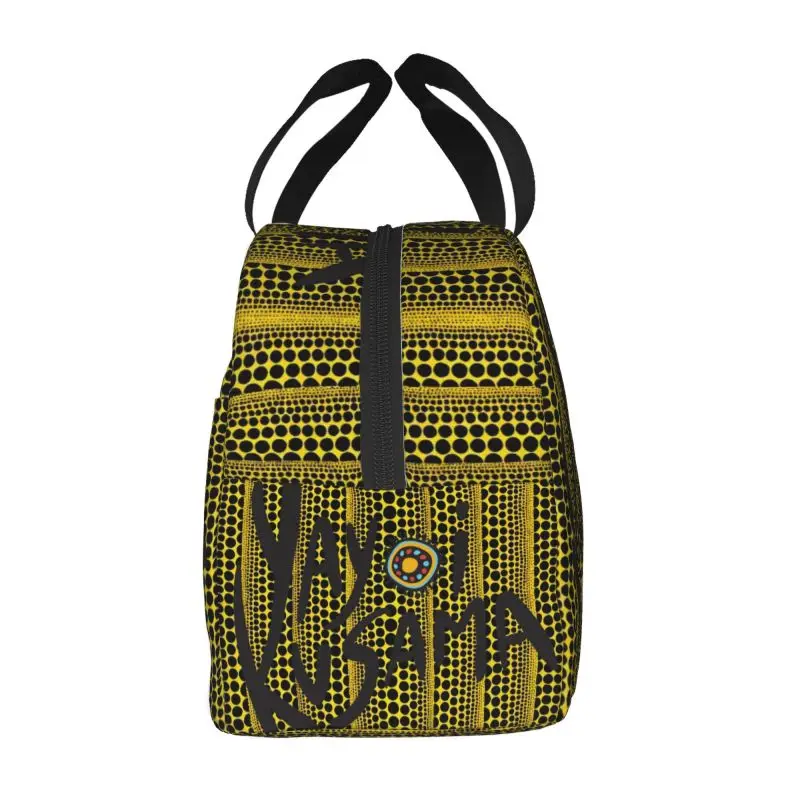 Custom Yayoi Kusama Abstract Art Resuable Lunch Boxes for Women Waterproof Thermal Cooler Insulated Lunch Bag Kids School