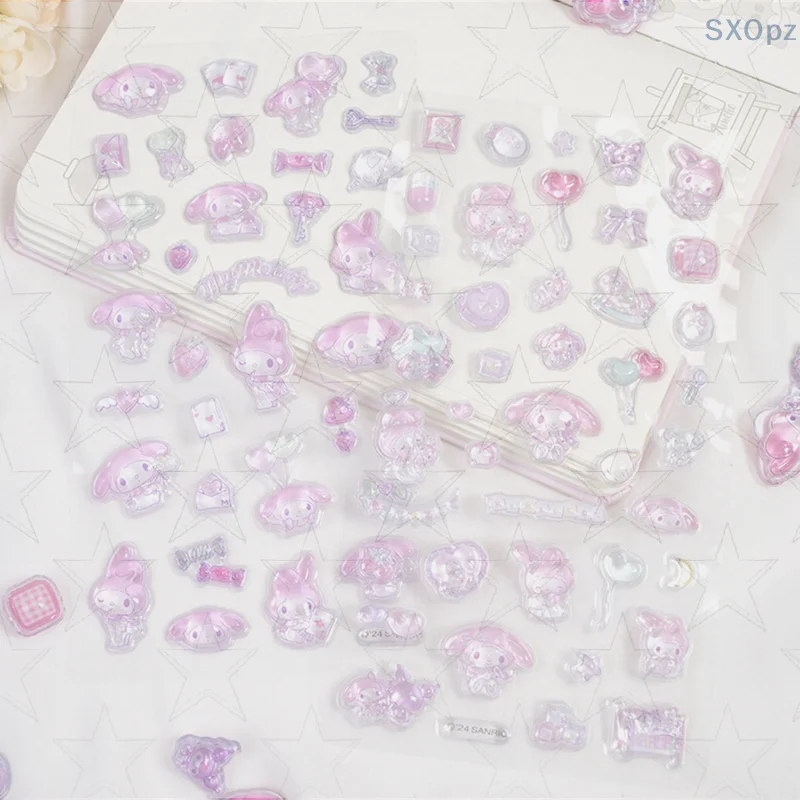 Sanrio My Melody 3D reliëf kristal sticker cartoon driedimensionale sticker DIY telefoonhoesje dagboek decoratie geschenken