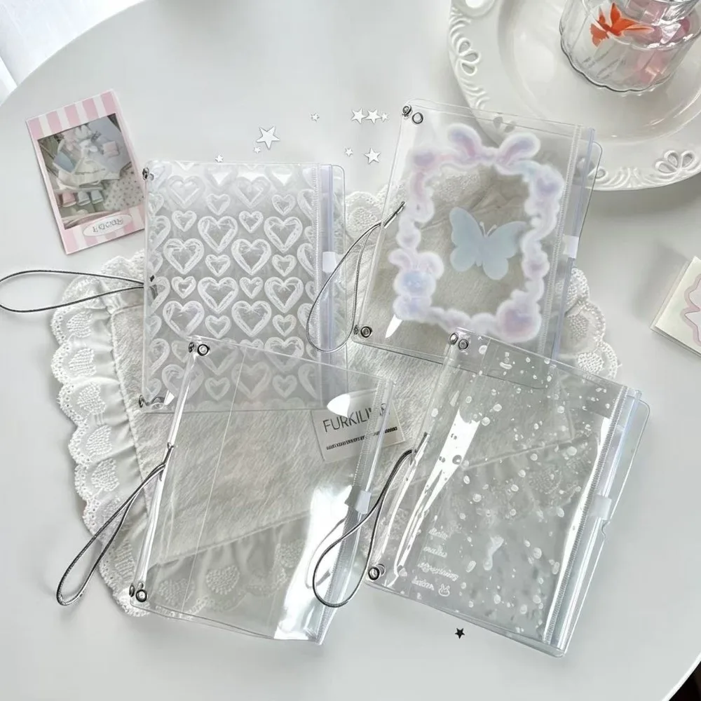 Durable PVC TN Notebook Cover Polka Dots Print with Zipper Pocket Travel Notebook Sleeve Clear Passport Holder