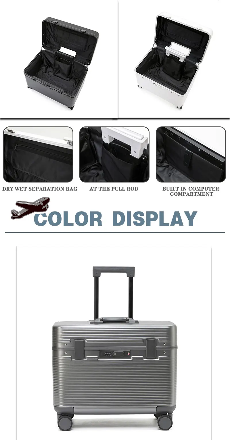 Bunnyfly 18" Aluminiumlegierungsrahmen Spinner-Koffer Kamera-Trolley Piloten-Gepäcktasche mit Rädern Fotografieausrüstungskoffer – Detail 7