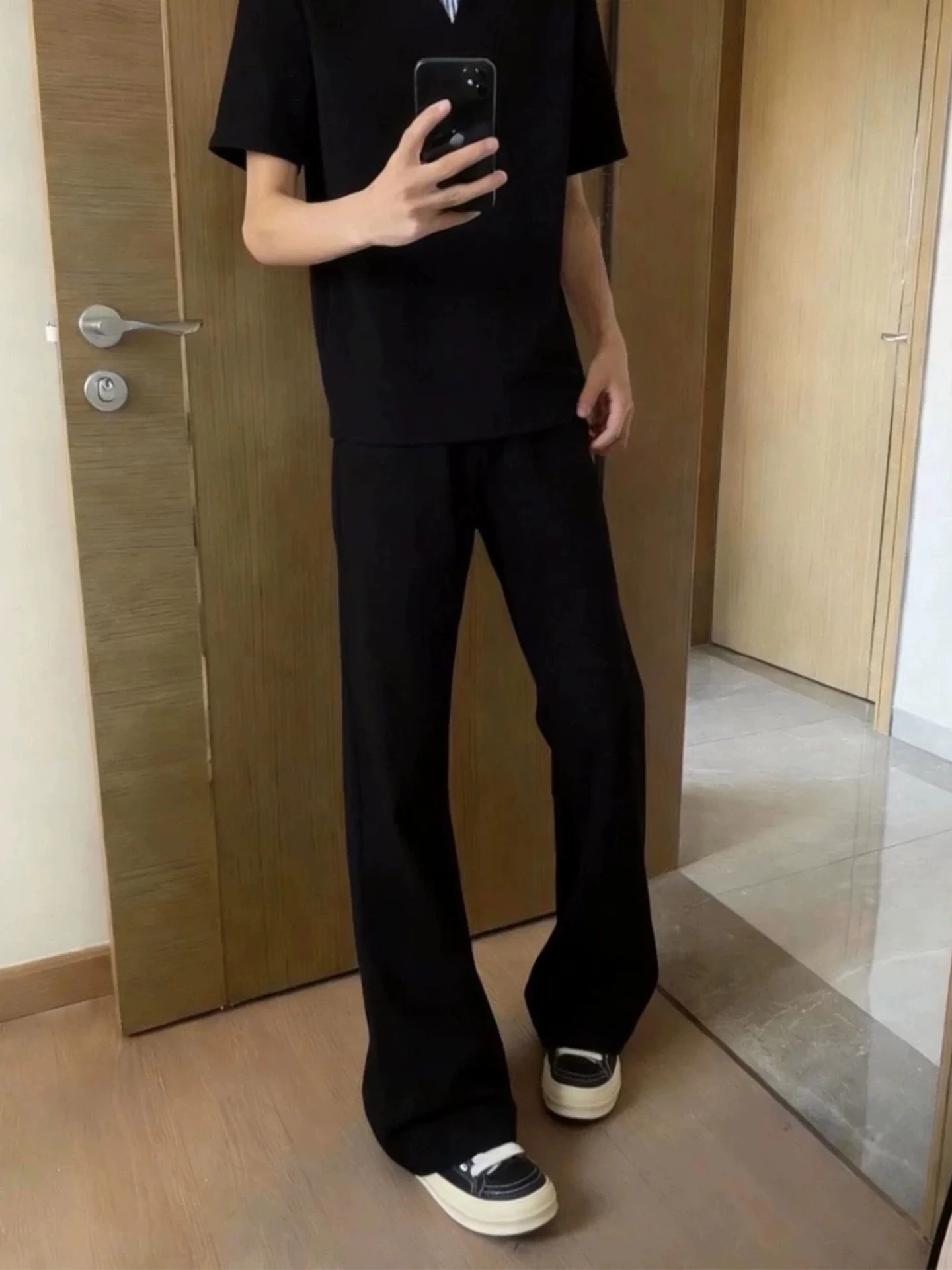 

Slim Fit Straight Leg Jeans Men's Summer Thin Tall Straight Tube American High Street Knife Jeans Black Wide Leg Pants
