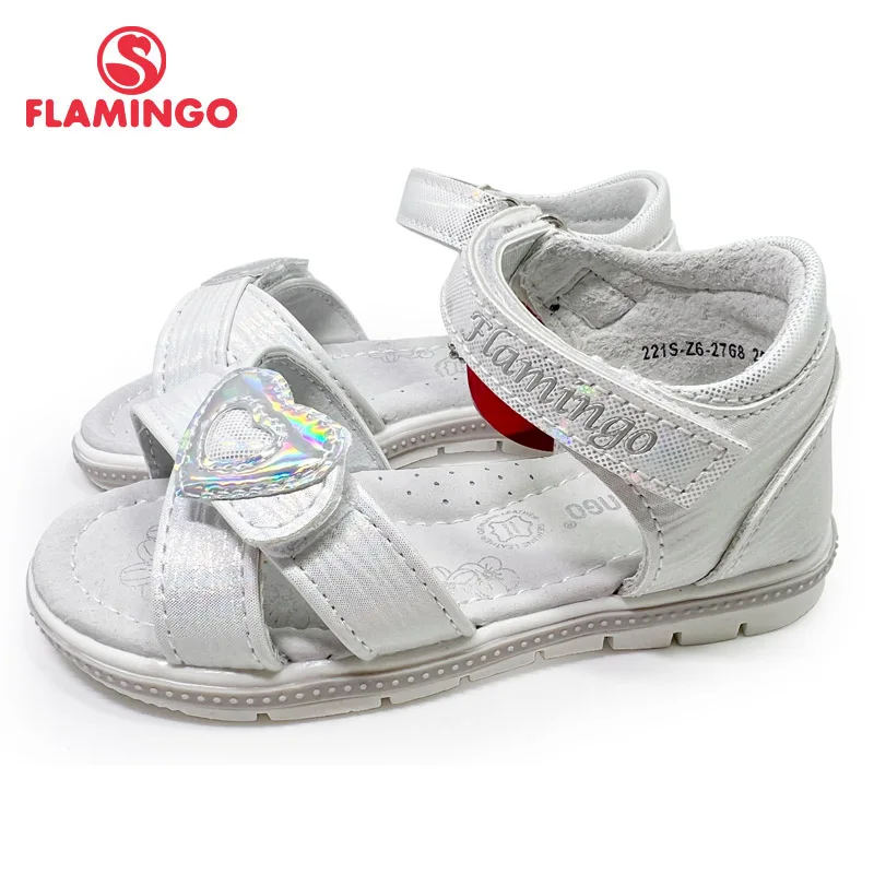 FLAMINGO  Summer Kinder Sandalen Hook& Loop Flat Arched Design Chlid Casual Princess Shoes Size 25-31 For Girls 221S-Z6-2768