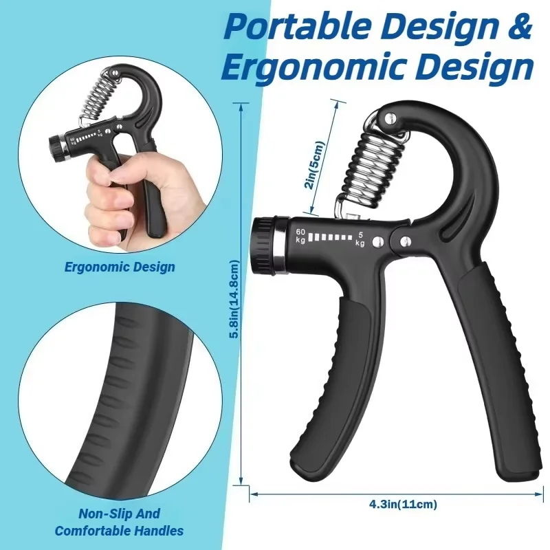 5-60Kg Adjustable Hand Grip Strengthener Trainer With Counter Wrist Forearm And Exerciser For Muscle Building Strength Grips