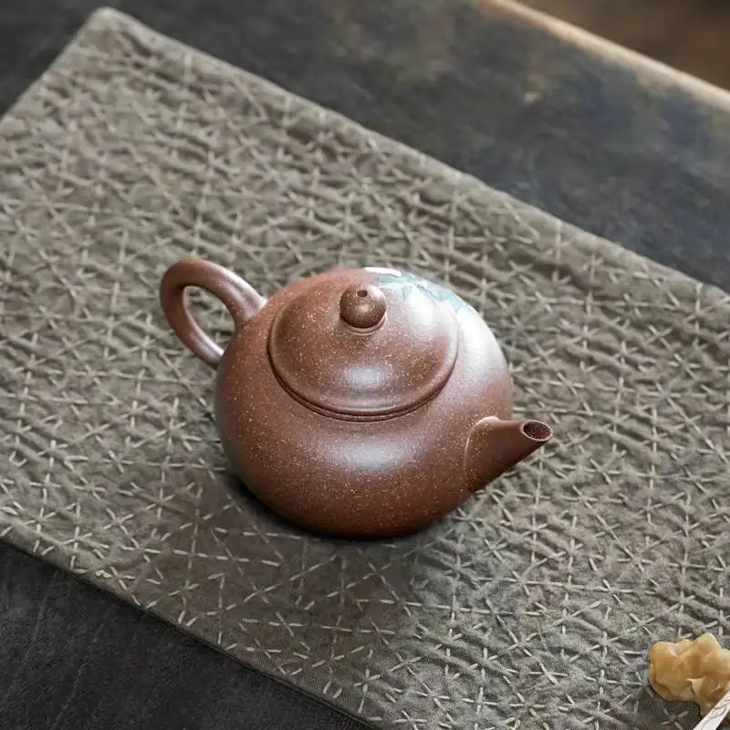 [Chang Tao] Yixing Original Mineral Purple Sand Chen Shanqing Handmade Teapot Agarwood Mud Painting Horizontal Pot 180Cc