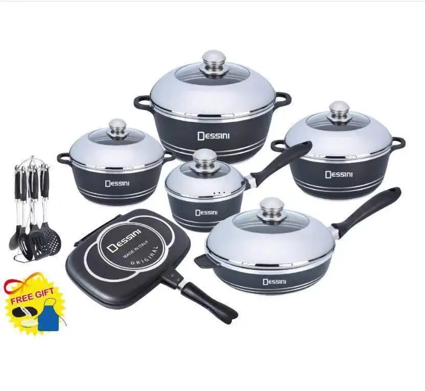 2 sets a lot free shipping drop shippingg Die cast die-cast aluminum non stick non-stick dessini 23pcs cookware set