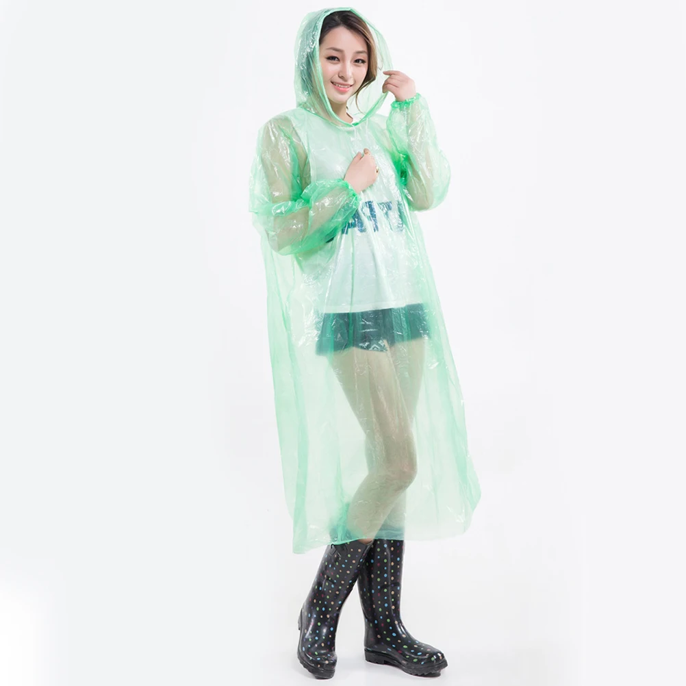 

5pcs Raincoat Waterproof Lightweight Portable One-piece Hooded Poncho for Outdoor Camping Hiking Travel Disposable