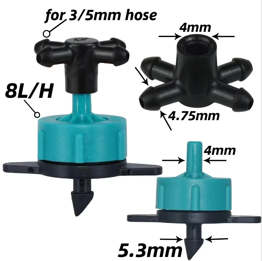 KESLA Garden Drip Irrigation Connectors 4/7mm to 3/5mm Hose Dripper 1/8'' Drip Arrow Emitter Watering Sprinkler 1/8