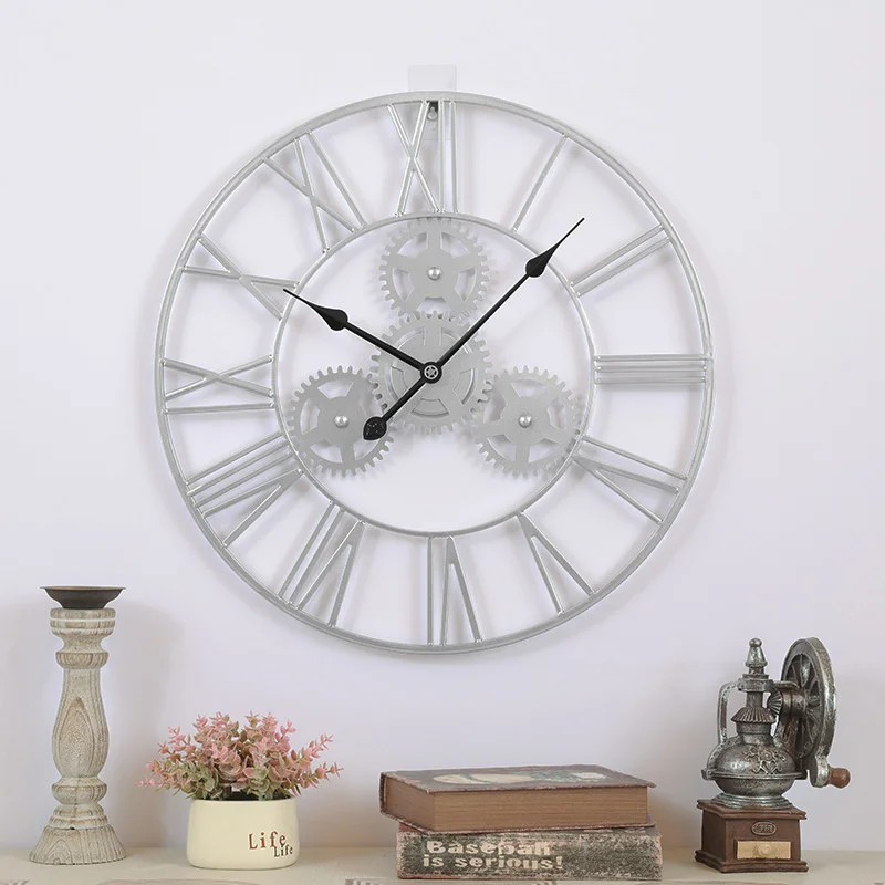 Retro Wall Clock 3D Decorative Luxury Art Big Gear Iron Vintage Large Wall Clock Handmade Oversized On The Wall For Gift