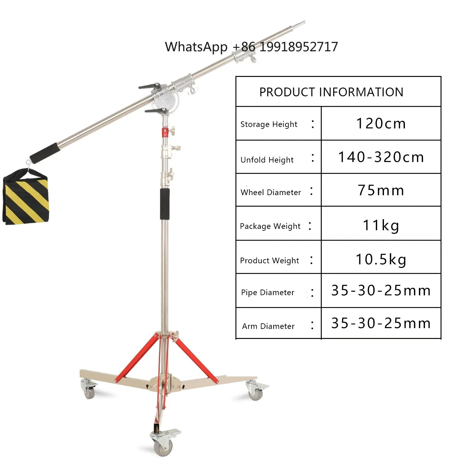 New 320cm Studio Heavy Duty Photography Professional Film and Television All Metal Light Bracket  For Soft Box With Wheels