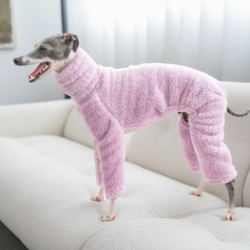 Winter Onesies For Dogs Soft Puppy Clothes High Neck Warm Italian Greyhound Clothes Whippet/Mexican Hairless  Purple