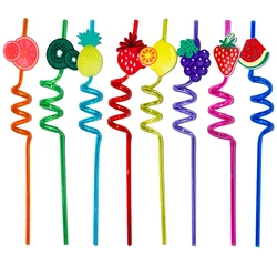 Fruit Party Supplies Drinking Straws Orange Lemon Grape Pineapple Cherry Watermelon Shape Design for Tutti Frutti Birthday Tropi