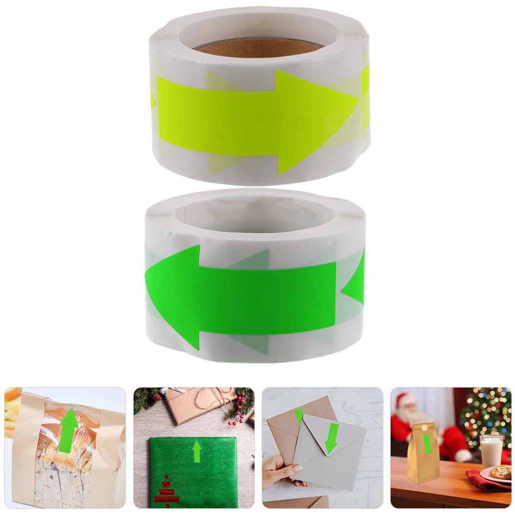 2pcs Fluorescent Arrow Stickers 7x3cm Sealing Labels for Envelopes DIY Boxes Gifts Baking Packaging Decorative