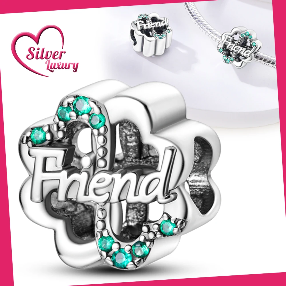 Charms Plata 925 Green Flower-shaped Friendship Beads Fit Original 925 Bracelets Charms For Women Jewelry DIY Making Gifts