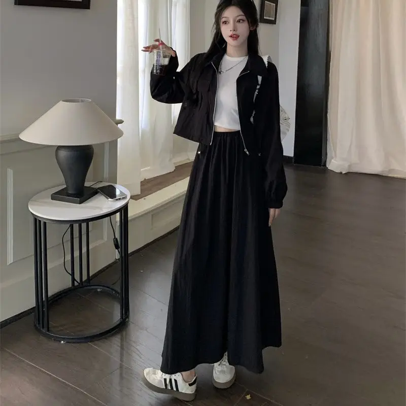 Large Size New Fashion Versatile Temperament Short Jacket Stylish Waist Slimming Half Skirt Two-piece Set